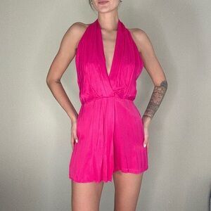 Chic Fuchsia Halter Romper